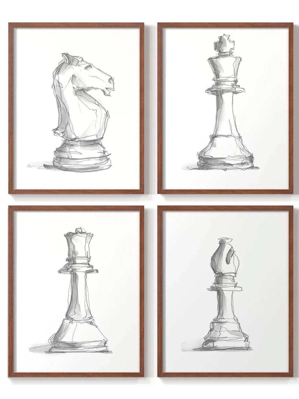 CHARLTON HOME NWT  4pc Chess Piece Study I Framed Prints -
By